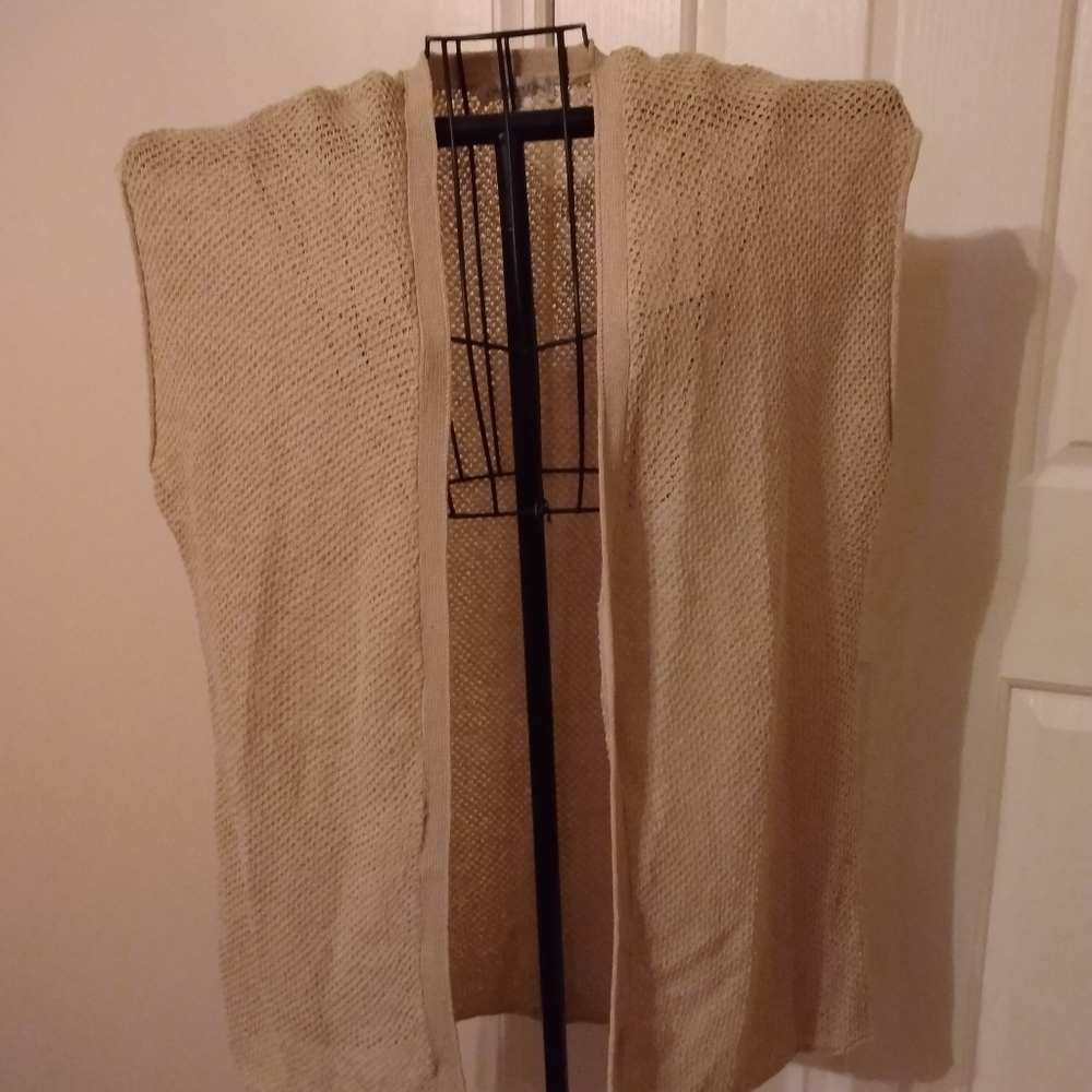 Coldwater Creek textured taupe sweater vest. Linen and nylon. NWOT.